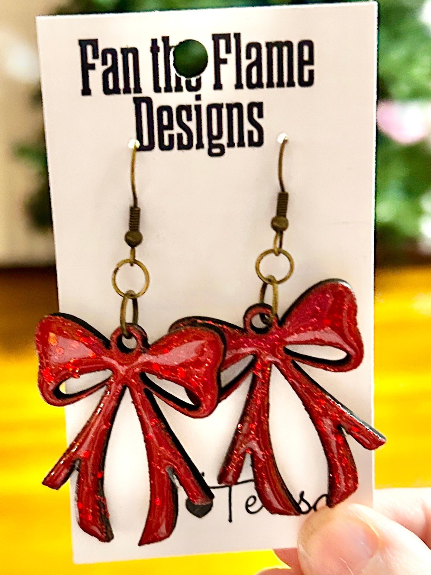 Red Bows Handmade Dangle Earrings