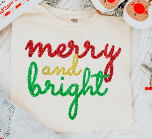 Merry and Bright tinsel Tee/Sweatshirt
