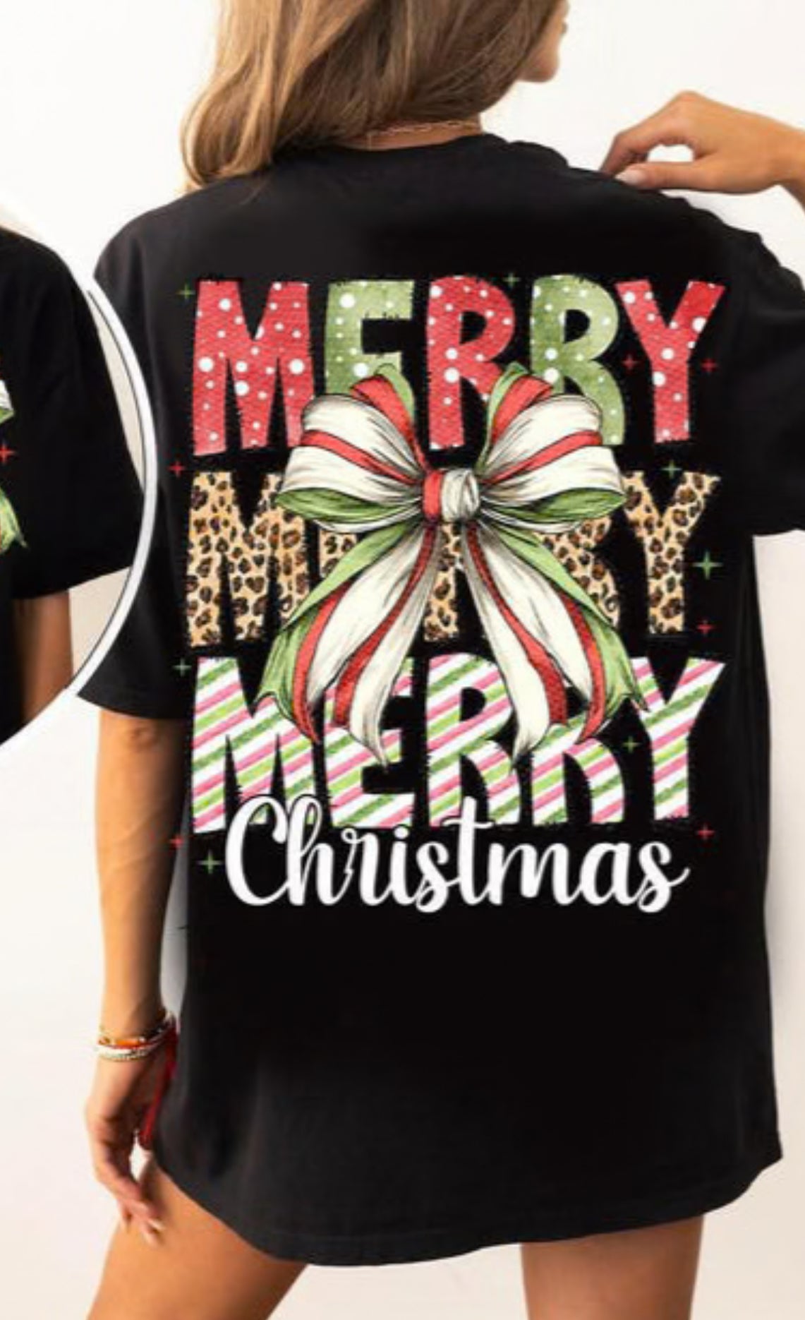 Merry Merry Merry Christmas Bow tee/sweatshirt