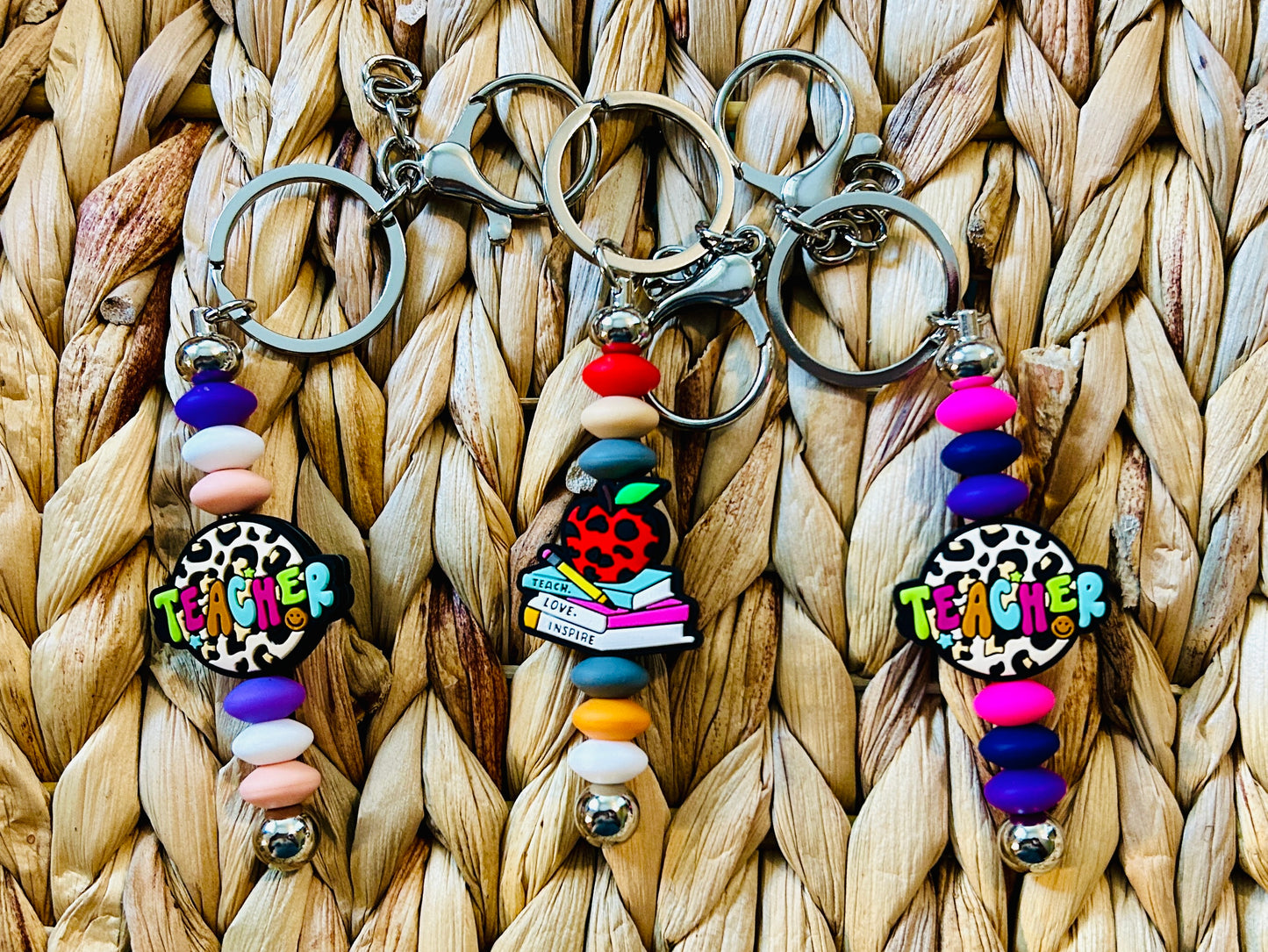 Teacher Beaded Keychain