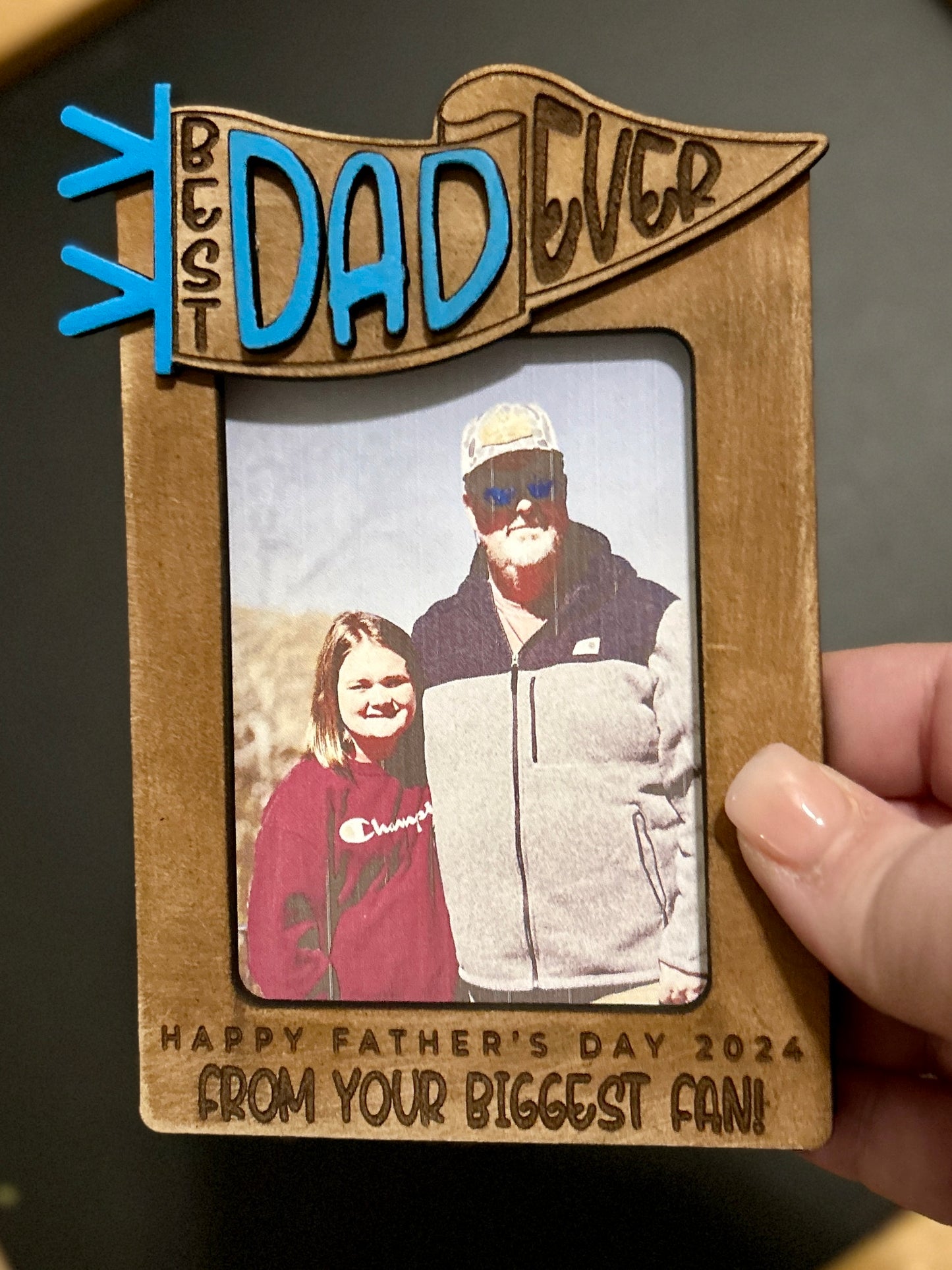 Best Dad/Papa/Grandpa Ever Wooden Photo Frame Magnet