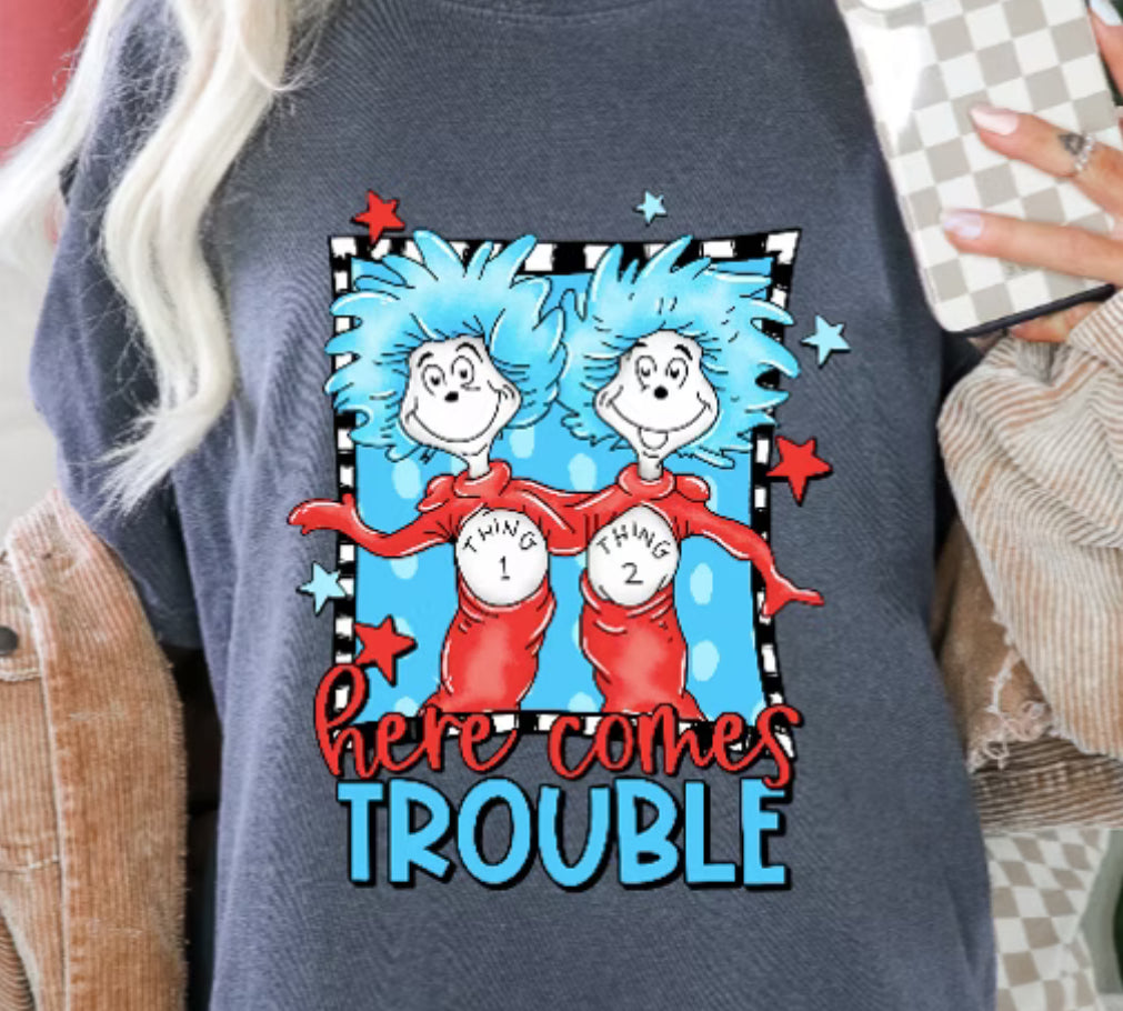 Here comes trouble tee/sweatshirt