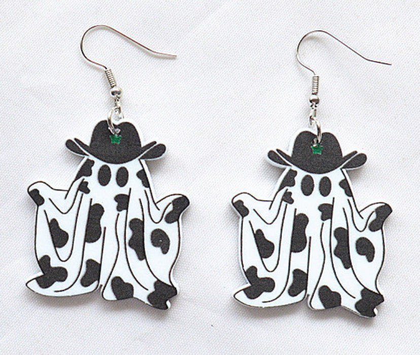 Halloween Acrylic Cartoon Skull Ghost Earrings