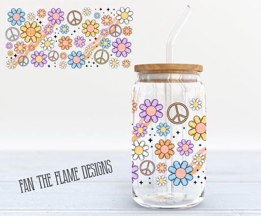 Retro Daises Glass Tumbler