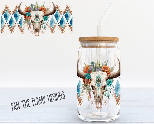 Western Bullskull Glass Tumbler