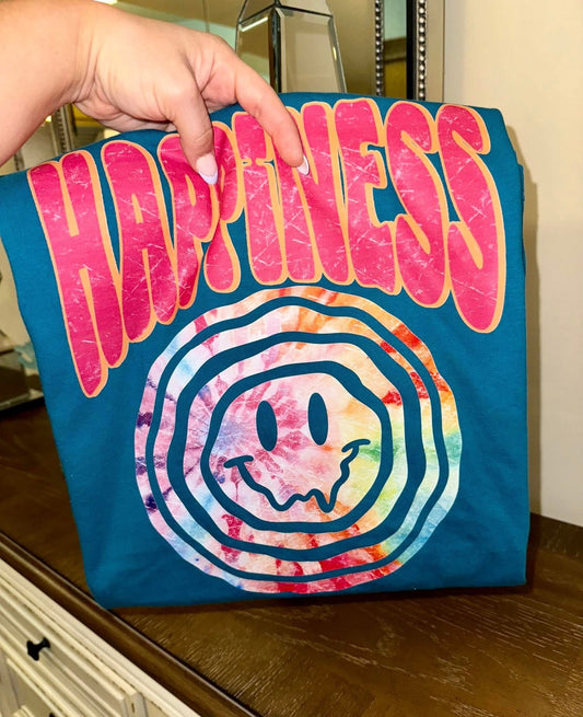 Happiness tie dye face tee/sweatshirt