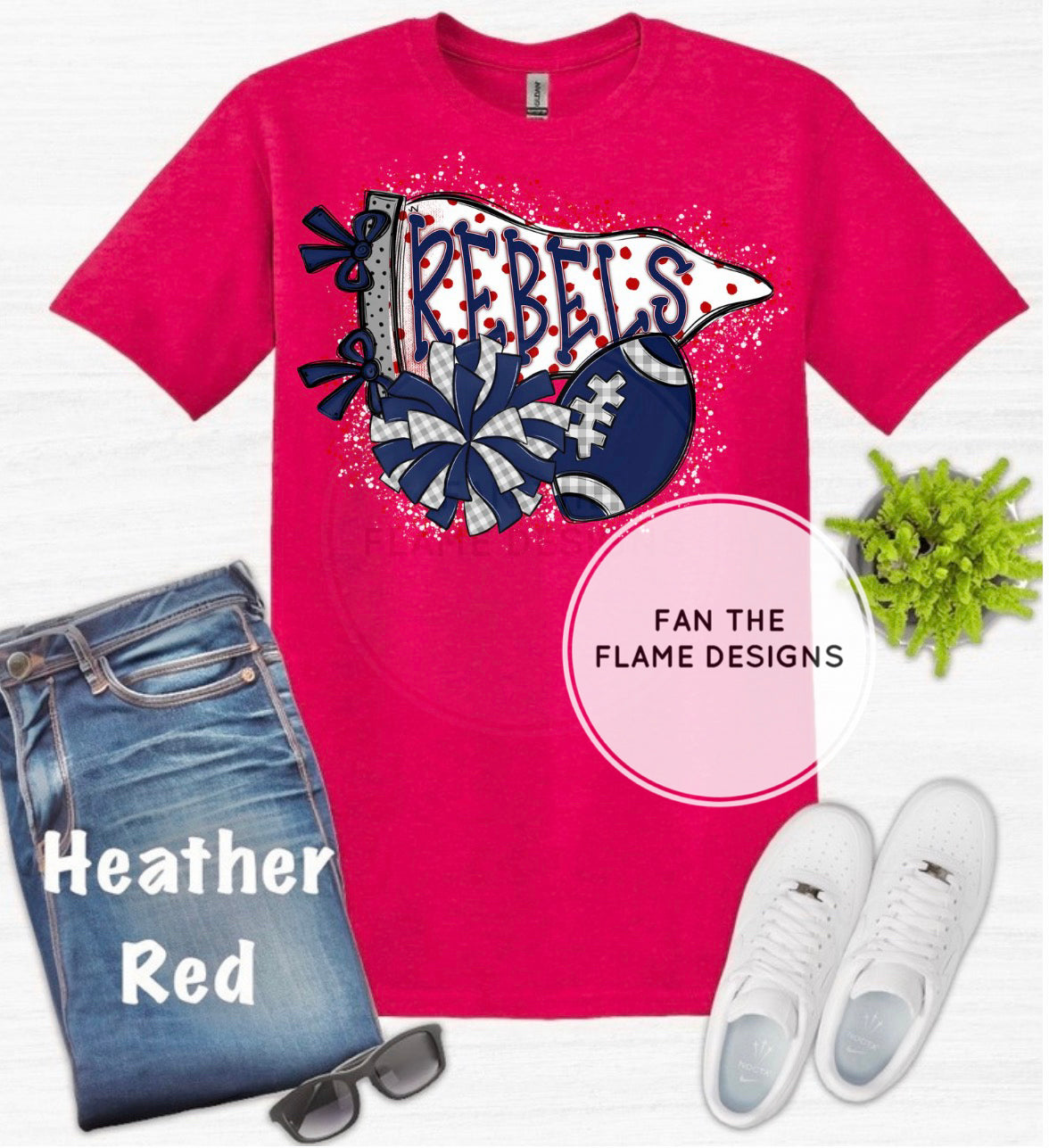 Rebels Pennant with football and pom-pom