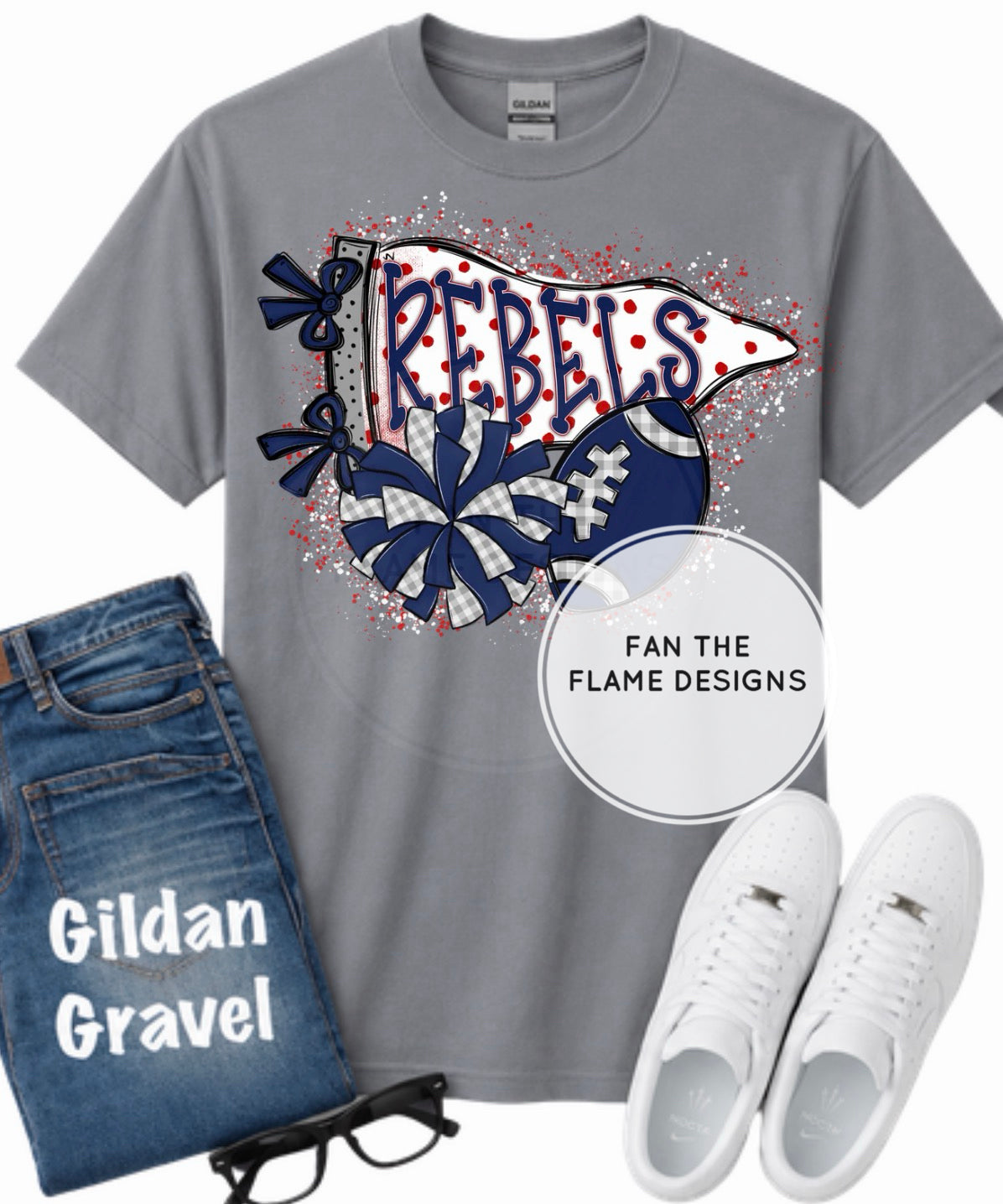 Rebels Pennant with football and pom-pom