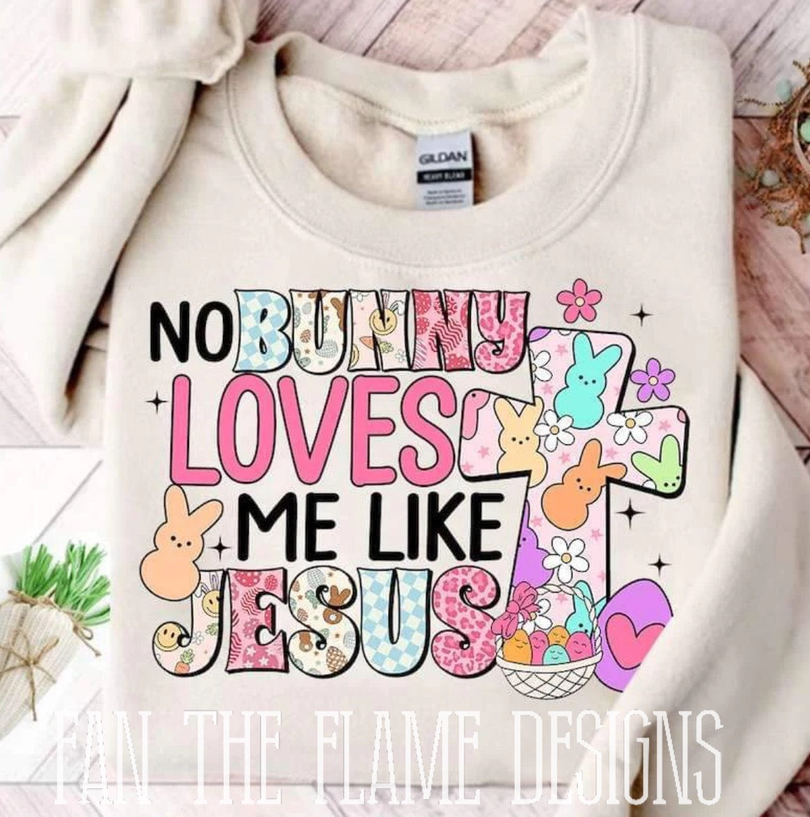 No bunny loves me like jesus peep filled cross tee/sweatshirt