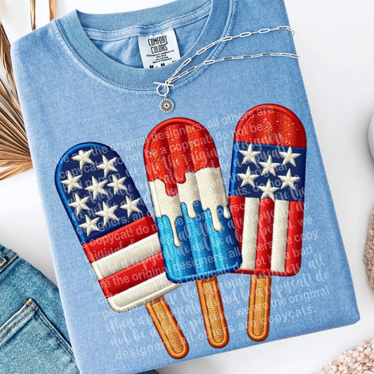 Faux Embroidery 4th popsicles tee/tank
