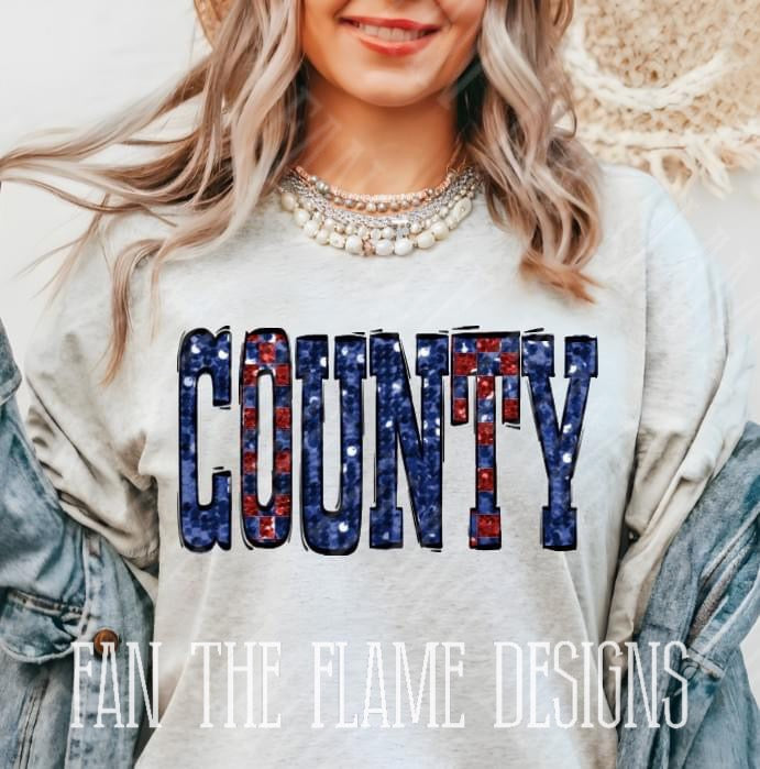 Checkered Glitter County Mascot tee/sweatshirt