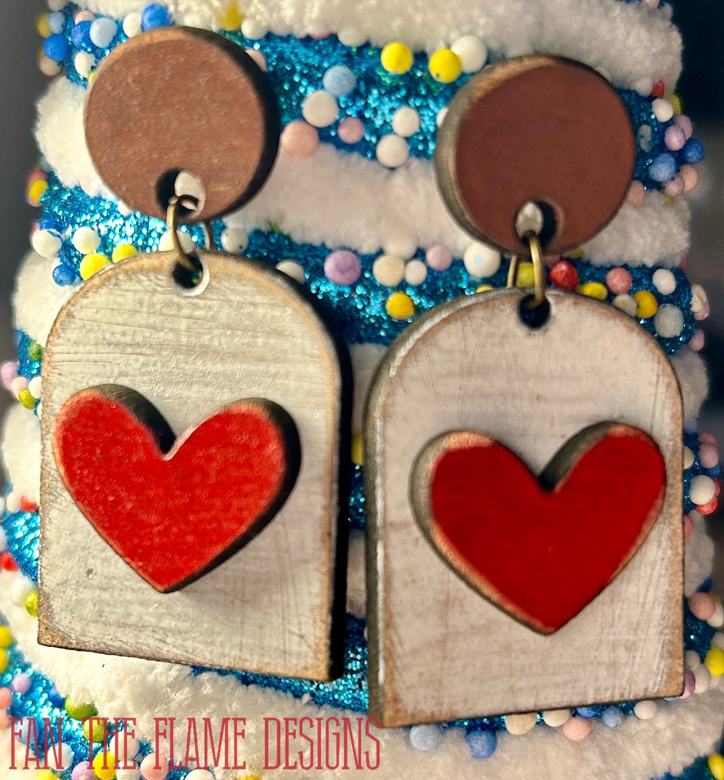 Handmade Heart Wooden Layered Earrings