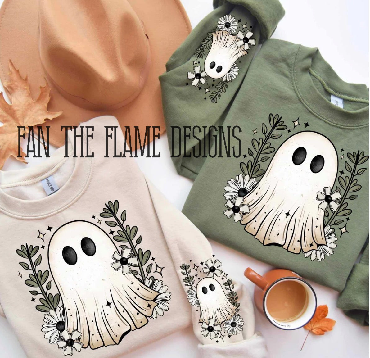 Ghost with flowers tee/sweatshirt