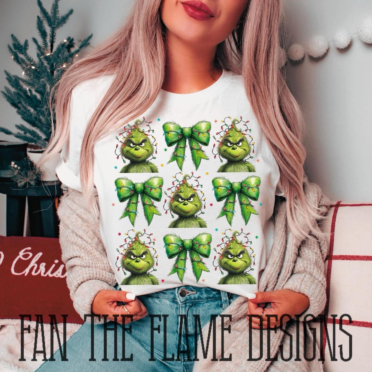 Green Christmas Coquette Bow tee/sweatshirt