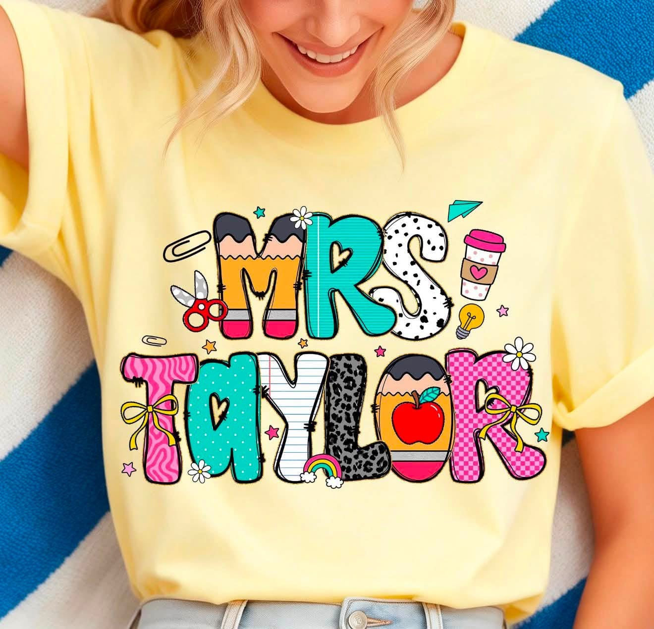 Custom Teacher Name in Funky Teacher Font