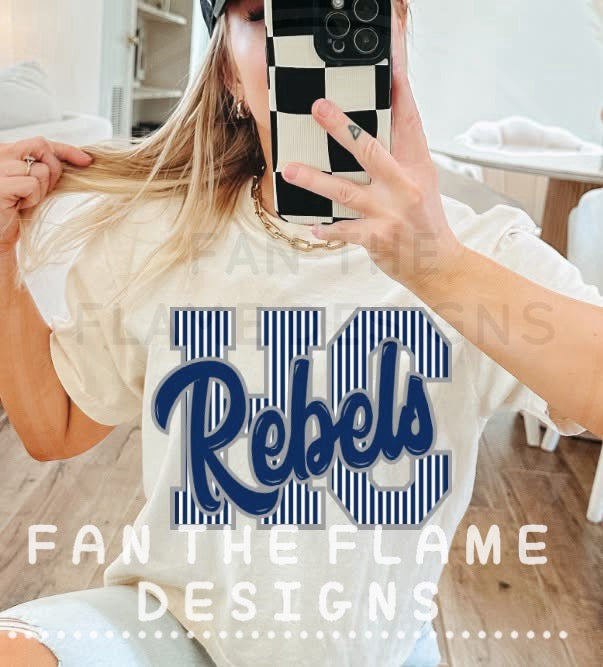 HC Rebels Pinstripe Mascot Tee/Sweatshirt