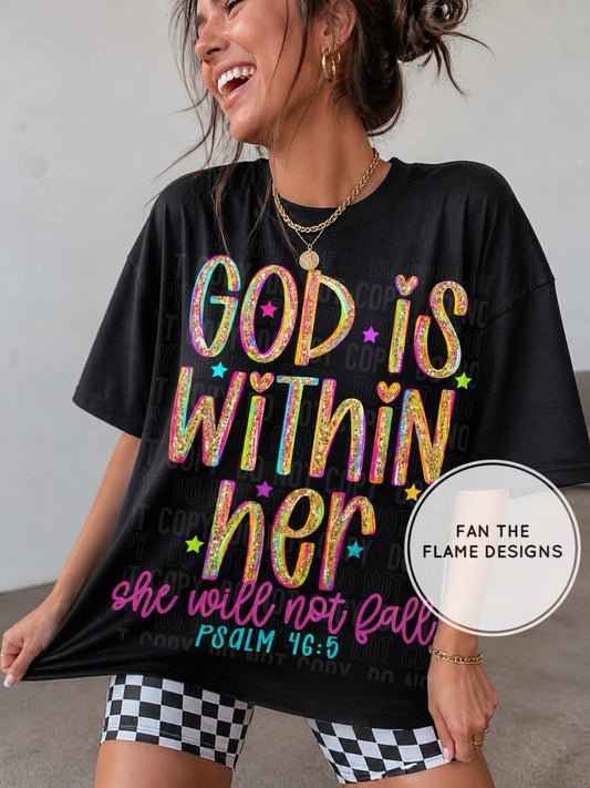 God is within her glitter