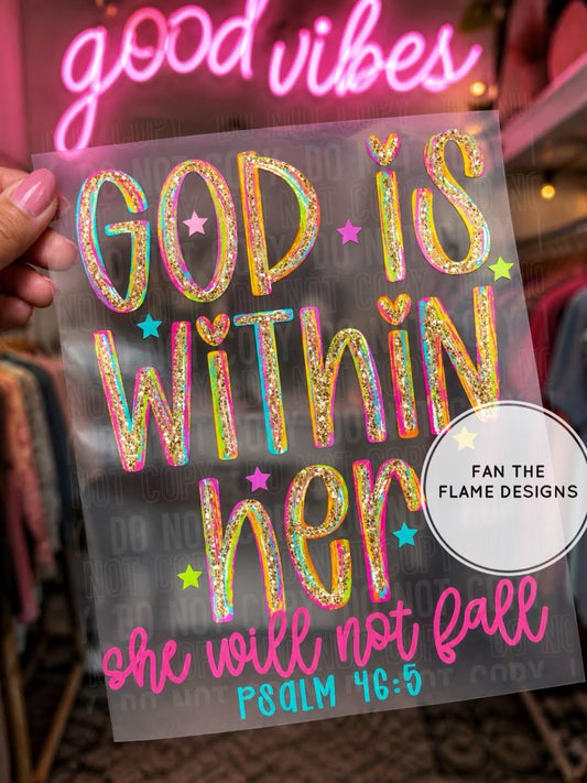 God is within her glitter