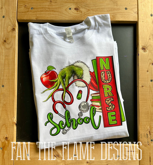 Grinch School Nurse Short/Long Tee or Sweatshirt