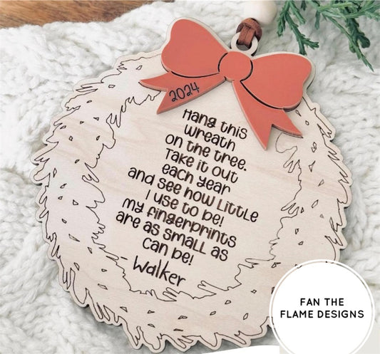 Personalized Fingerprint Wreath Ornament with year