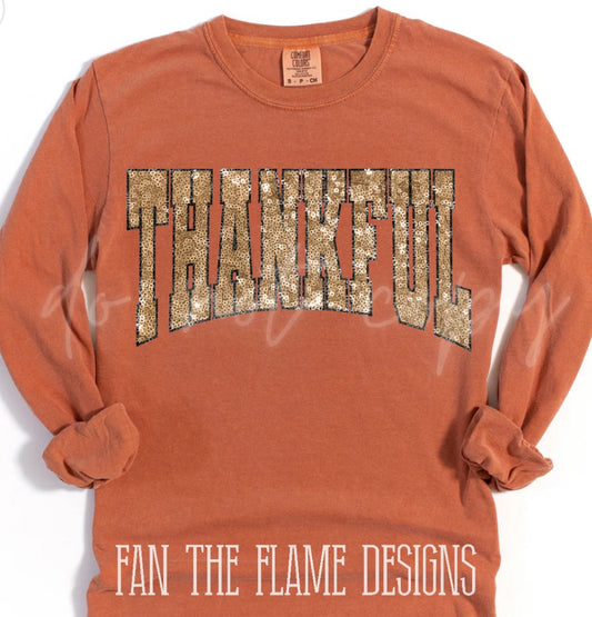 Faux Sequin Thankful tee/sweatshirt