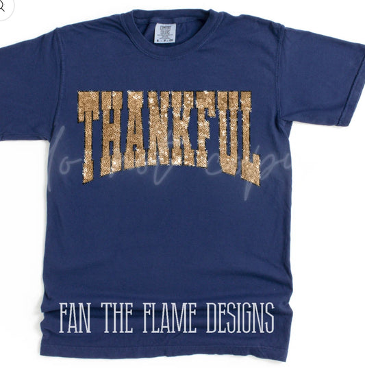 Faux Sequin Thankful tee/sweatshirt