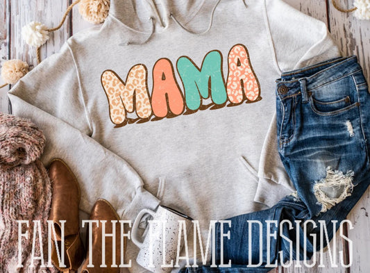 Mama Leopard Teal Retro tee/sweatshirt