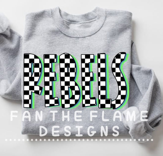 Checkered color block mascot tee/sweatshirt