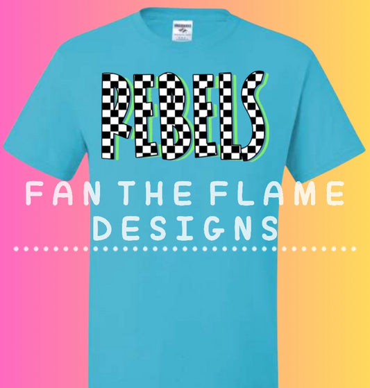 Checkered color block mascot tee/sweatshirt