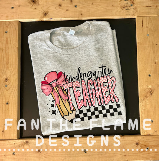 Teacher pink with polka dots tee/sweatshirt