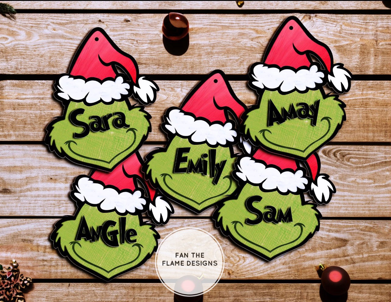 Mischievous personalized wooden ornament