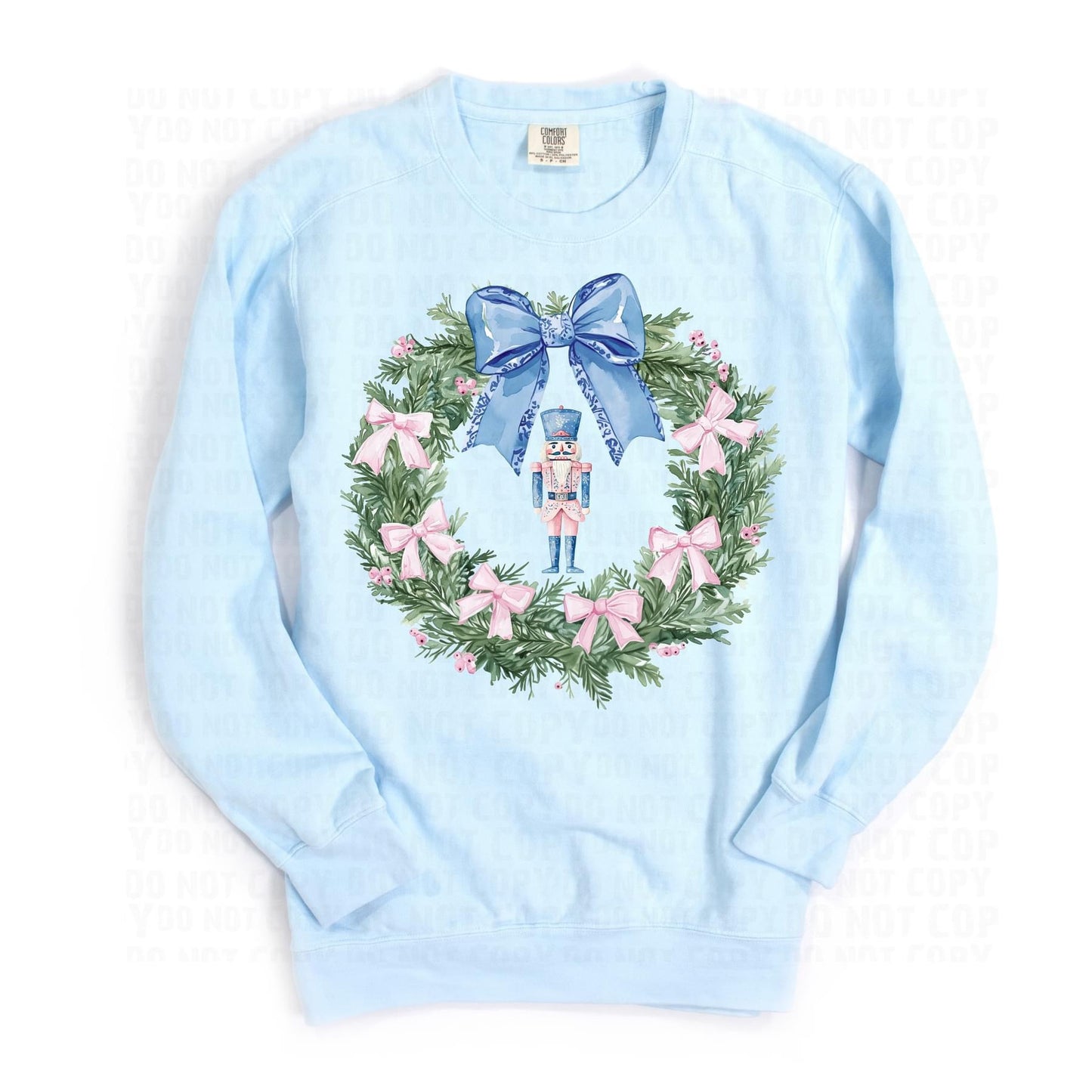 Pink Bow Wreath with Nutcracker tee/sweatshirt