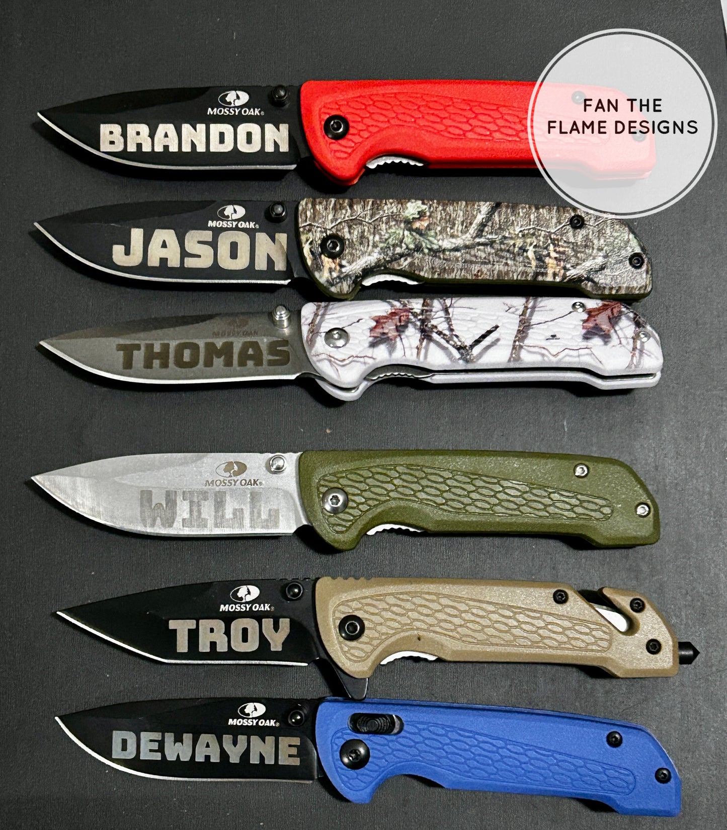 Mossy Oak Engraved Knives