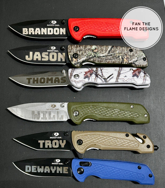 Mossy Oak Engraved Knives