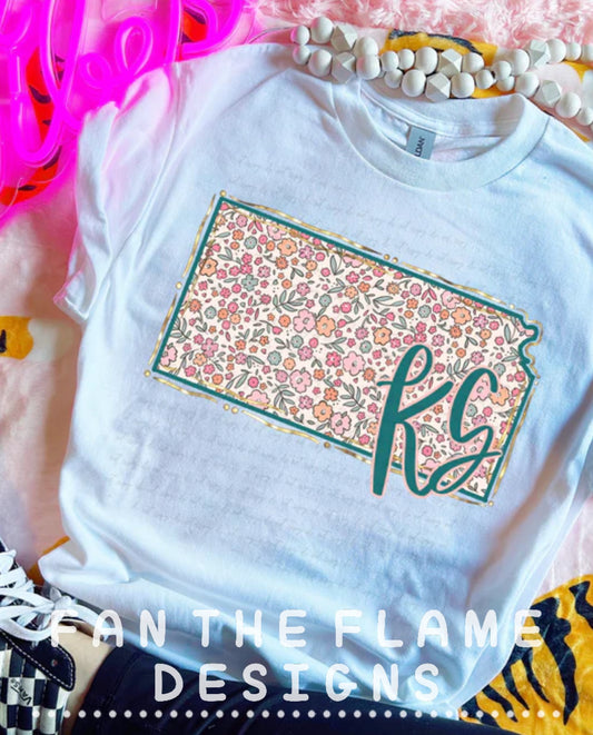 Floral State Gold Outline Tee/Sweatshirt