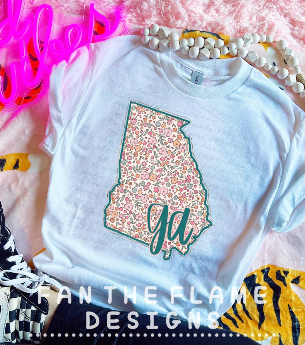 Floral State Gold Outline Tee/Sweatshirt