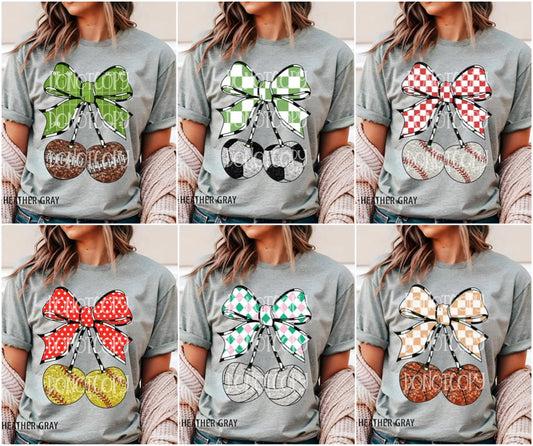 Sports Cherries checker bow Tee/Sweatshirt
