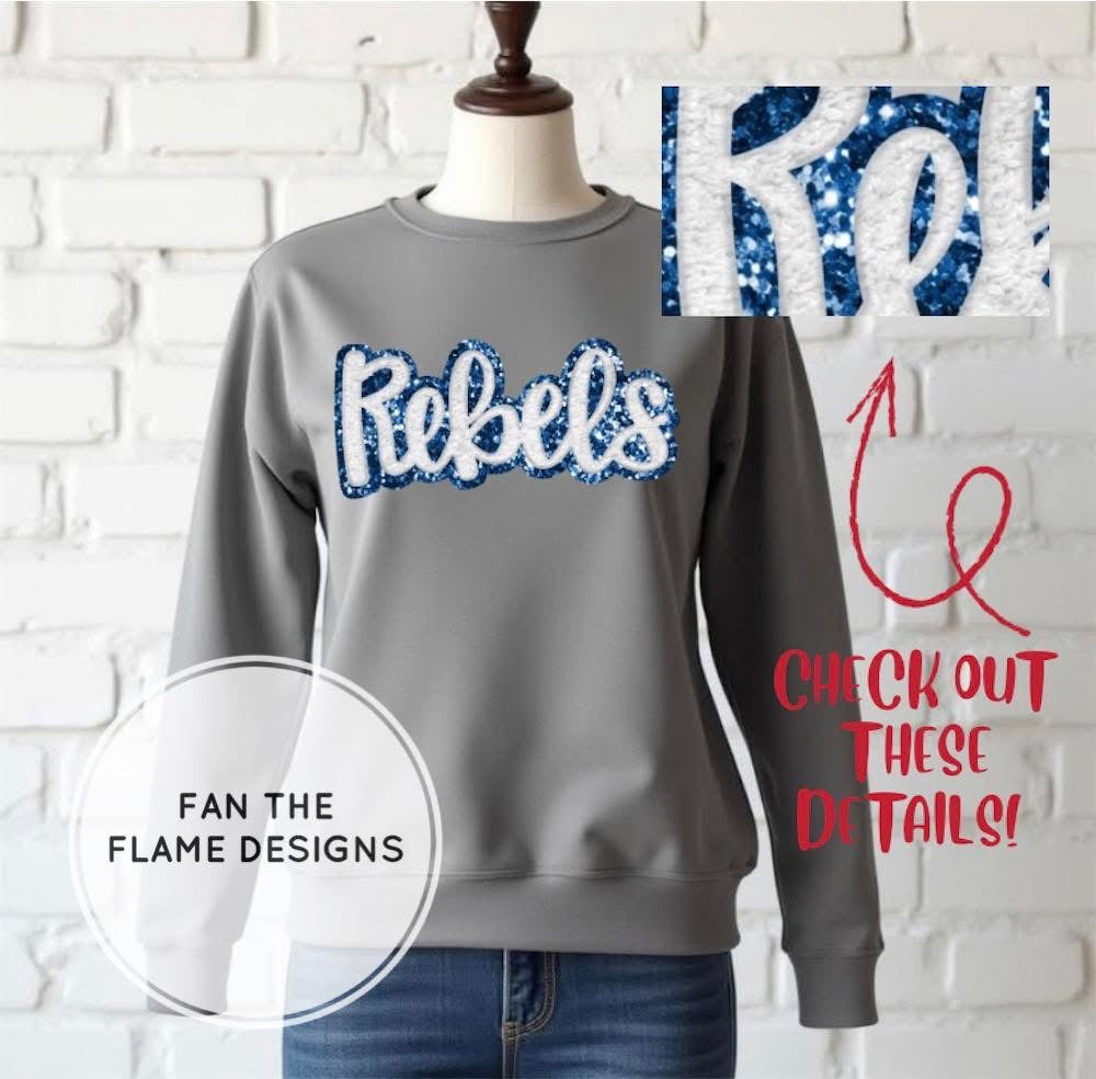 Rebels Faux Sequin and Chenille Short/Long/Sweatshirt