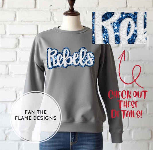 Rebels Faux Sequin and Chenille Short/Long/Sweatshirt