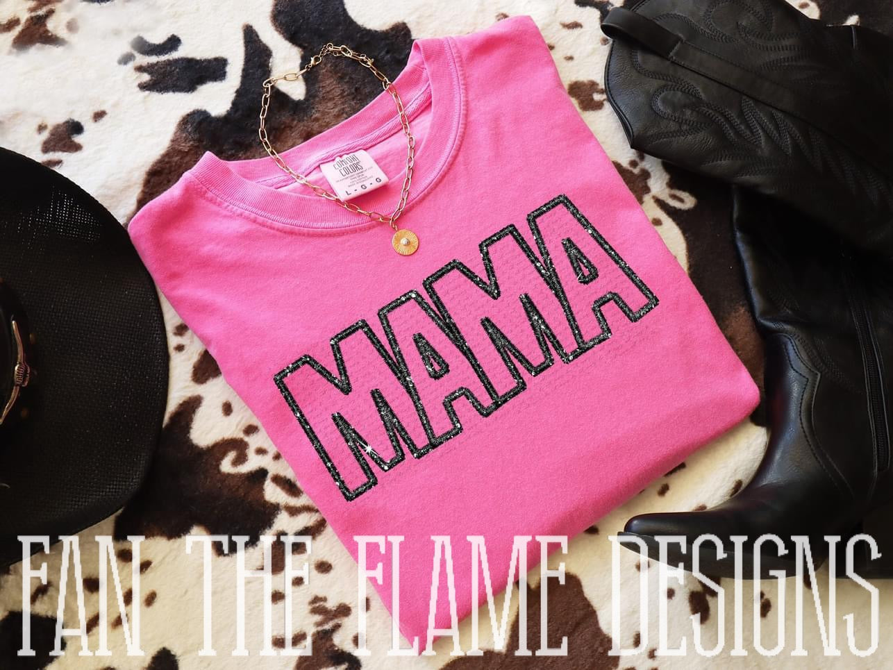 Mama black faux embroidery tee