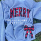 Side Bow Christmas Fabric Applique Embroidered Sweatshirt