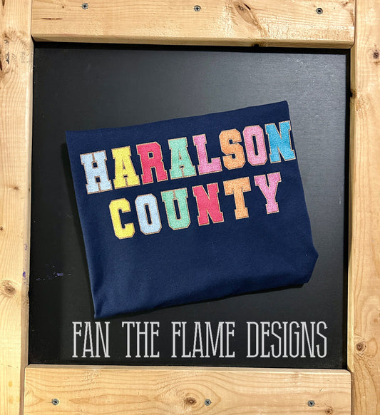 Faux Chenille Haralson County tee/sweatshirt