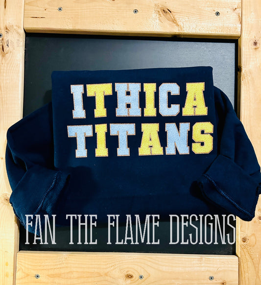 Faux Chenille Ithica Titans tee/sweatshirt