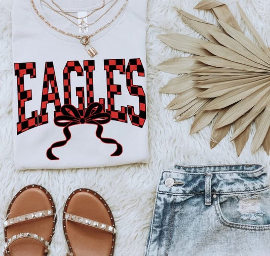Colored checkered Eagles with bow Tee/Sweatshirt