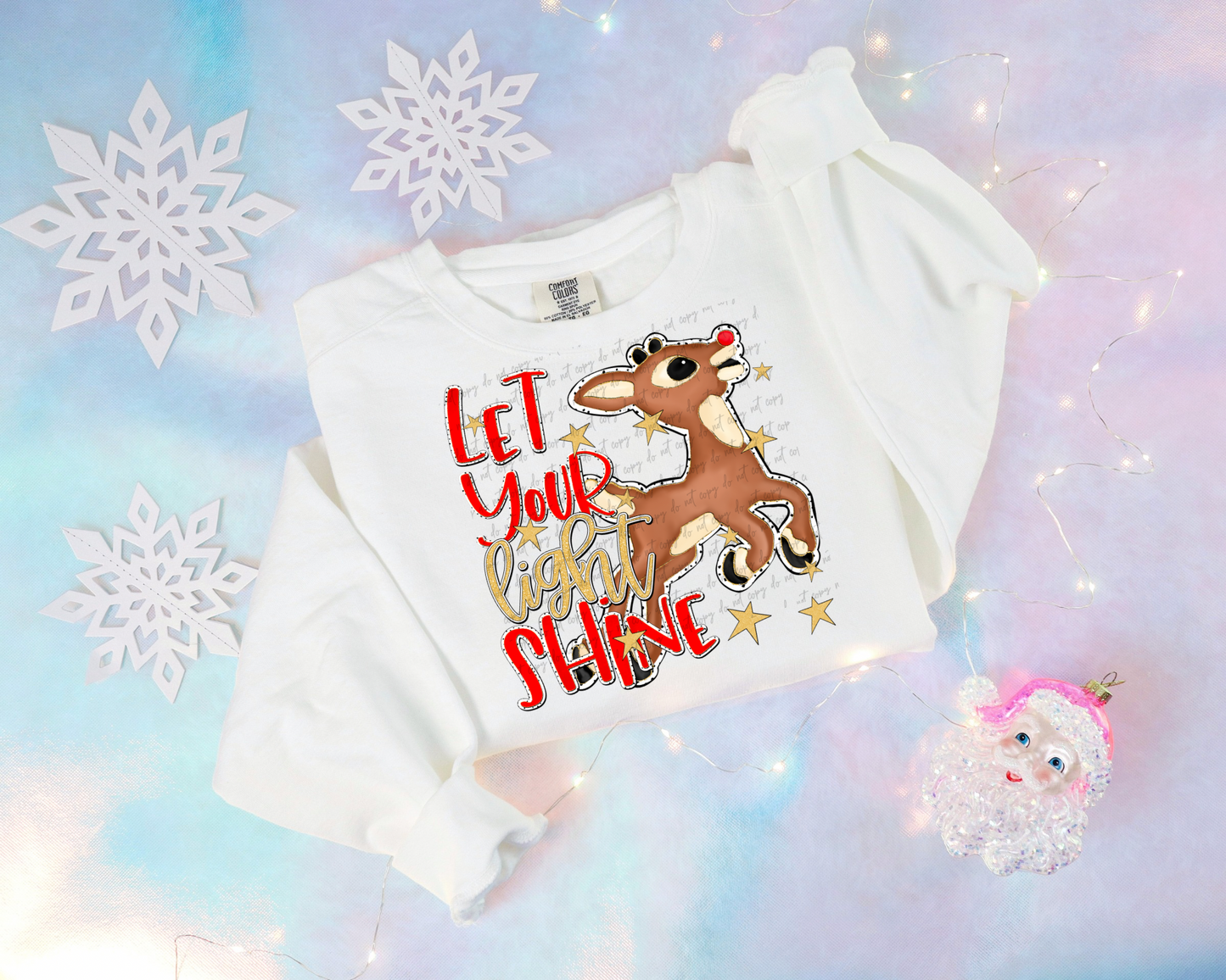 Let your light shine Rudolph tee/sweatshirt