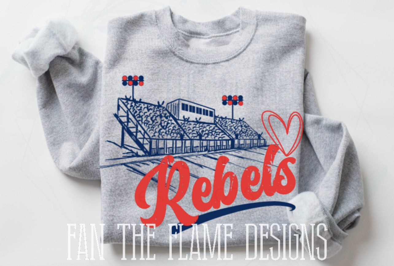 Rebels Stadium tee/sweatshirt in Infant/Toddler/Youth/Adult Sizes