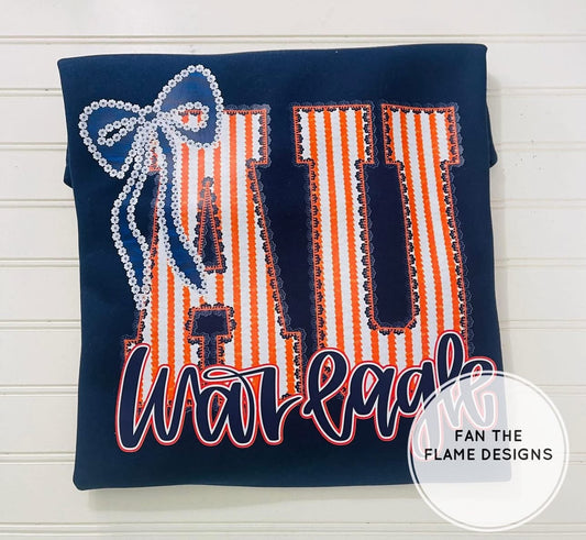 Auburn Pinstripe with bow Short/Long/Sweatshirt