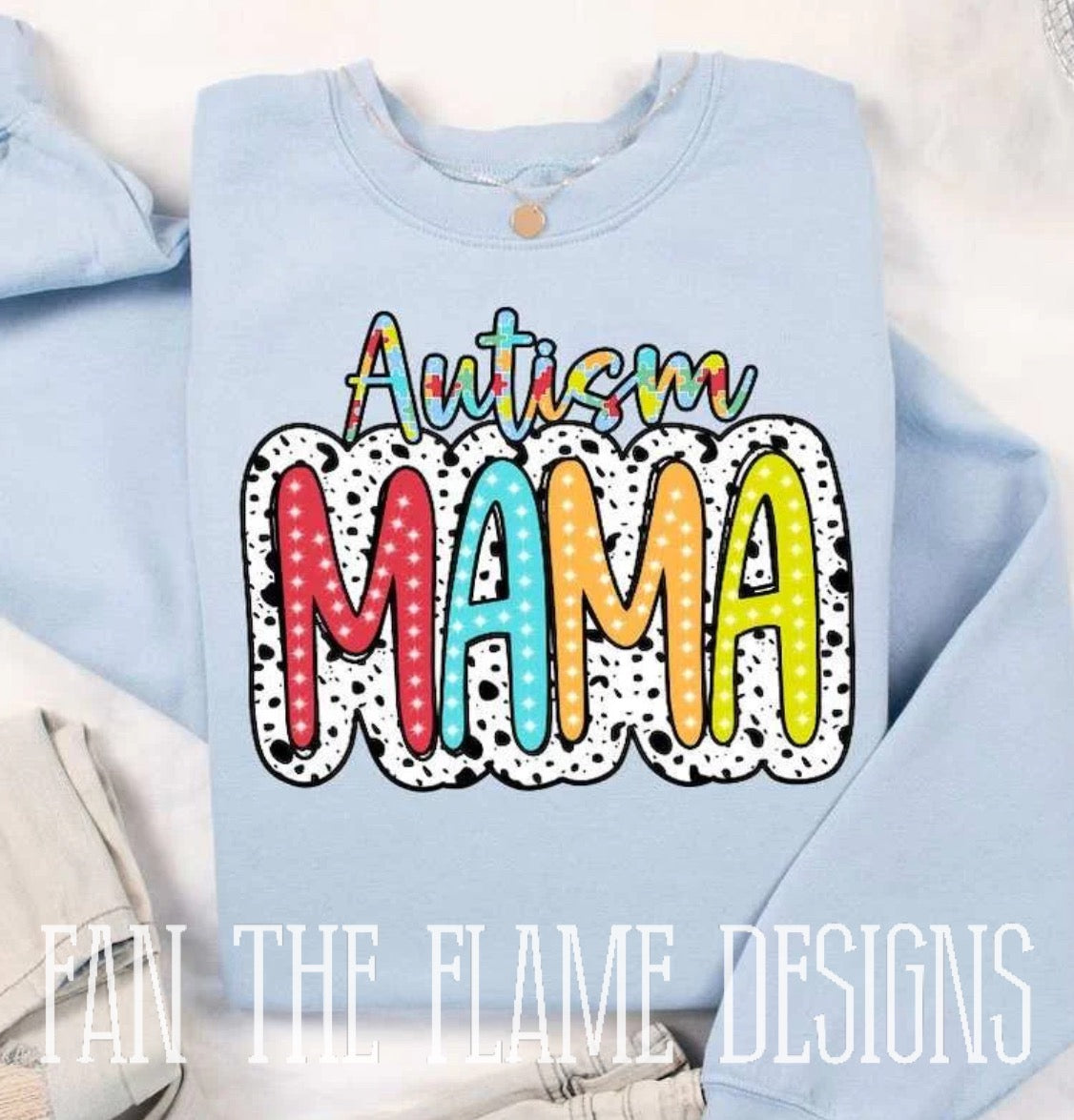 Autism mama dotted background tee/sweatshirt