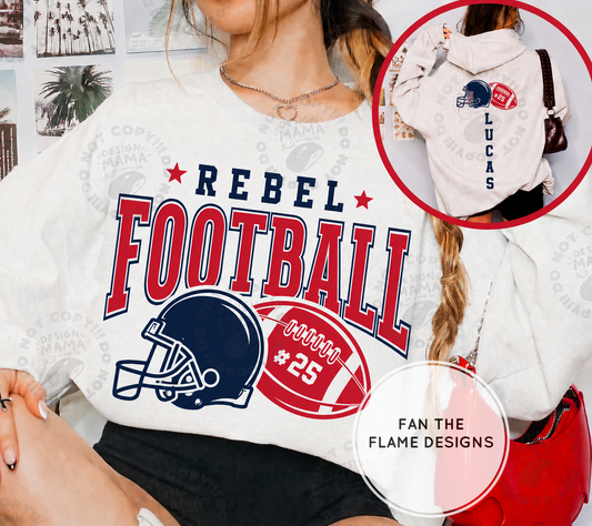 Rebels Football - Personalized Front & Back Design