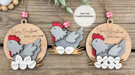 Chicken Coop/Nest Family Christmas Ornament